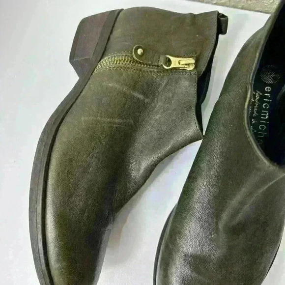 Eric Michael London Womens Leather Stacked Heel Ankle Booties Green Size 37 - Picture 4 of 9